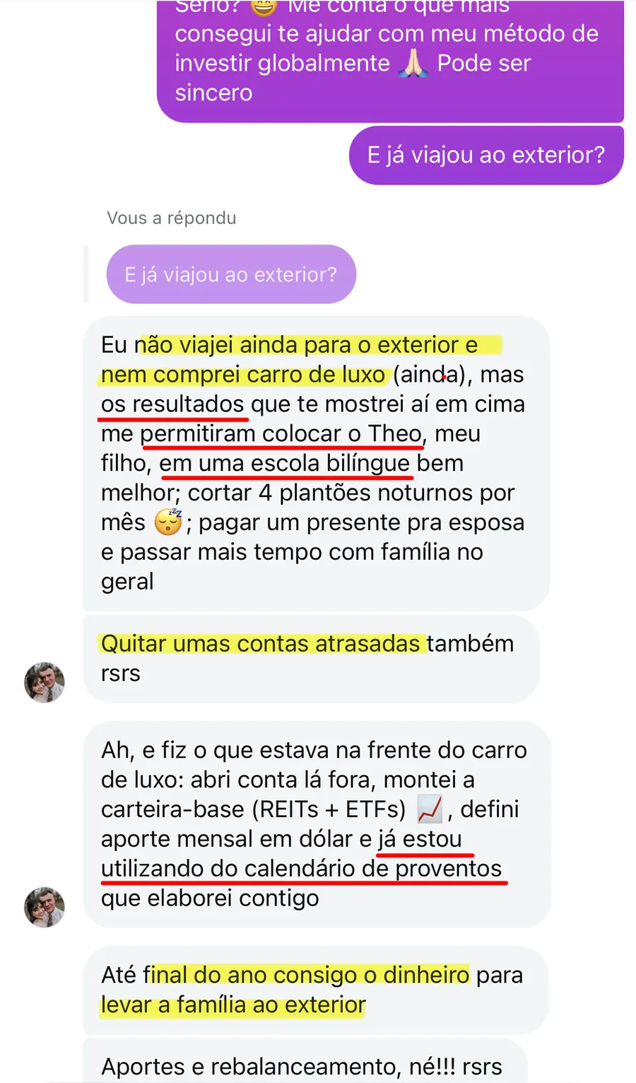 Depoimento original sobre escola bilíngue e plantões cortados